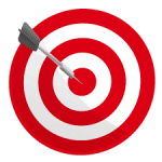 Target symbol representing audience targeting for direct mail